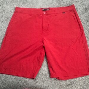 Travis Mathew Men's 42 Flat Front Golf Shorts Red 10" Inseam